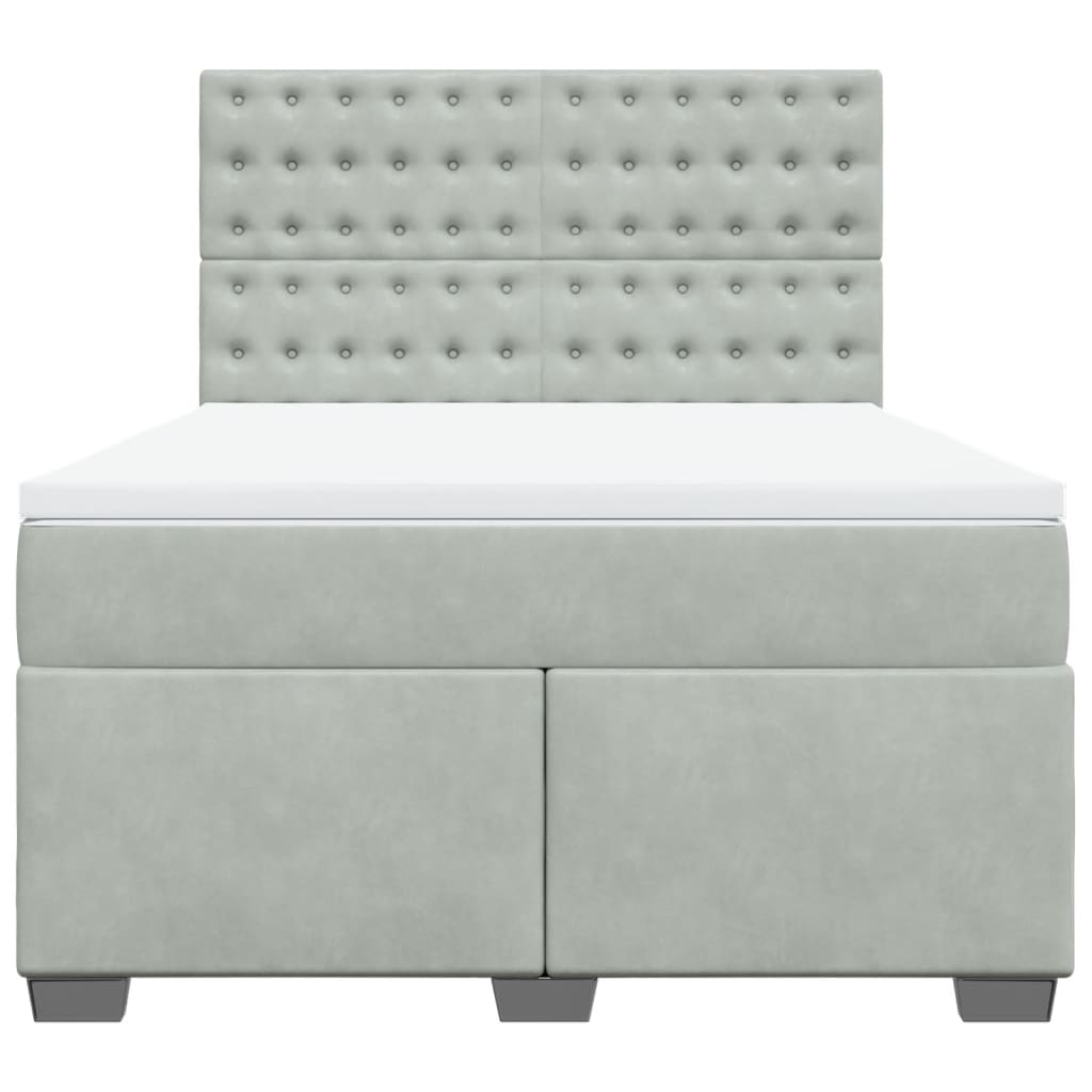 vidaXL Κρεβάτι Boxspring με Στρώμα Ανοιχτό Γκρι 160x200 εκ. Βελούδινο