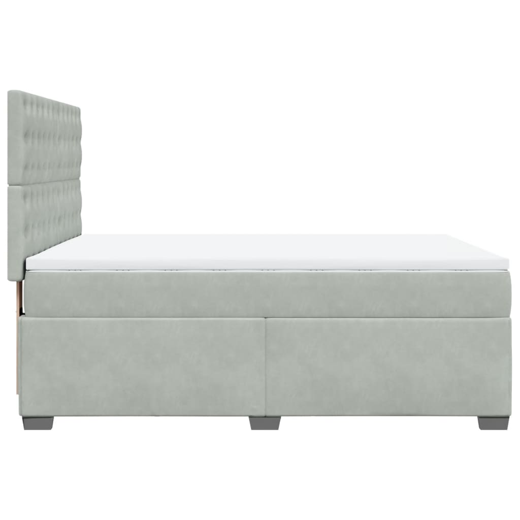 vidaXL Κρεβάτι Boxspring με Στρώμα Ανοιχτό Γκρι 160x200 εκ. Βελούδινο