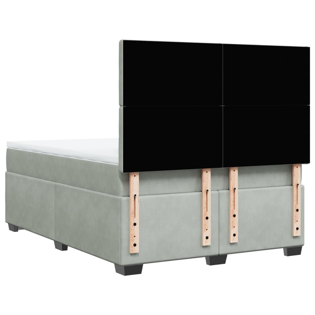 vidaXL Κρεβάτι Boxspring με Στρώμα Ανοιχτό Γκρι 160x200 εκ. Βελούδινο
