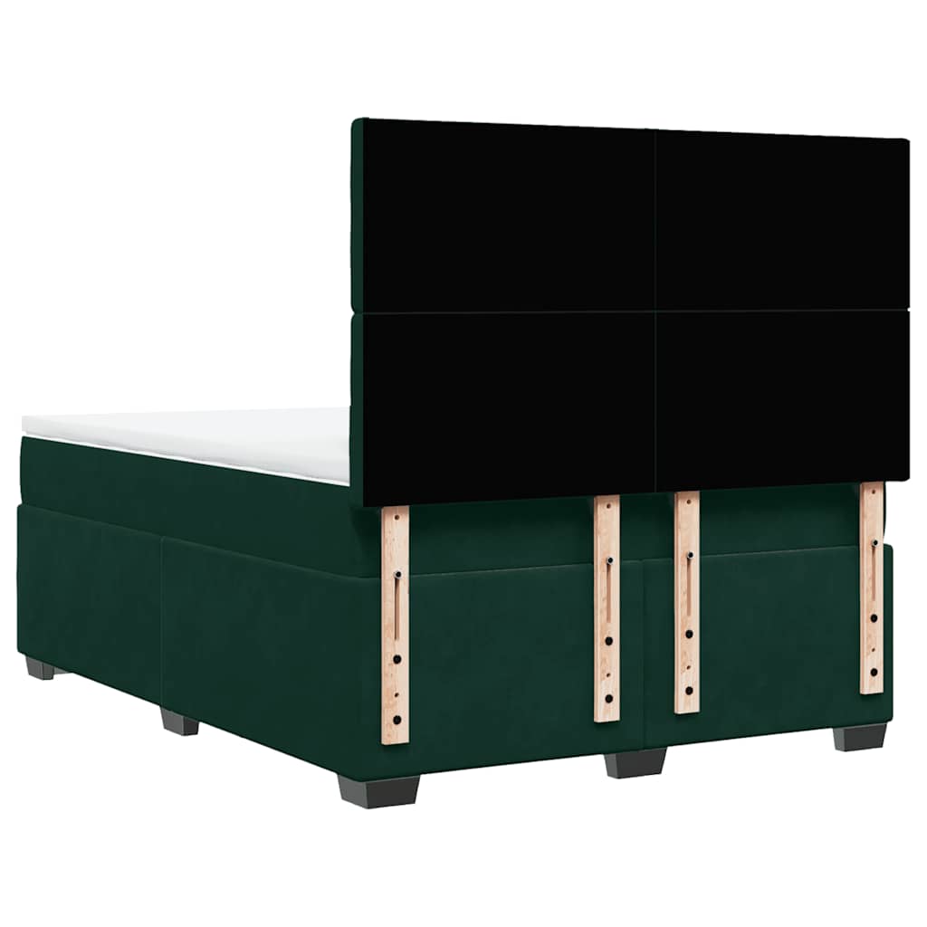 vidaXL Κρεβάτι Boxspring με Στρώμα Σκούρο Πράσινο 160x200εκ. Βελούδινο