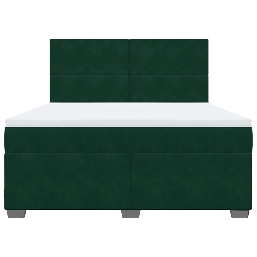 vidaXL Κρεβάτι Boxspring με Στρώμα Σκούρο Πράσινο 180x200εκ. Βελούδινο