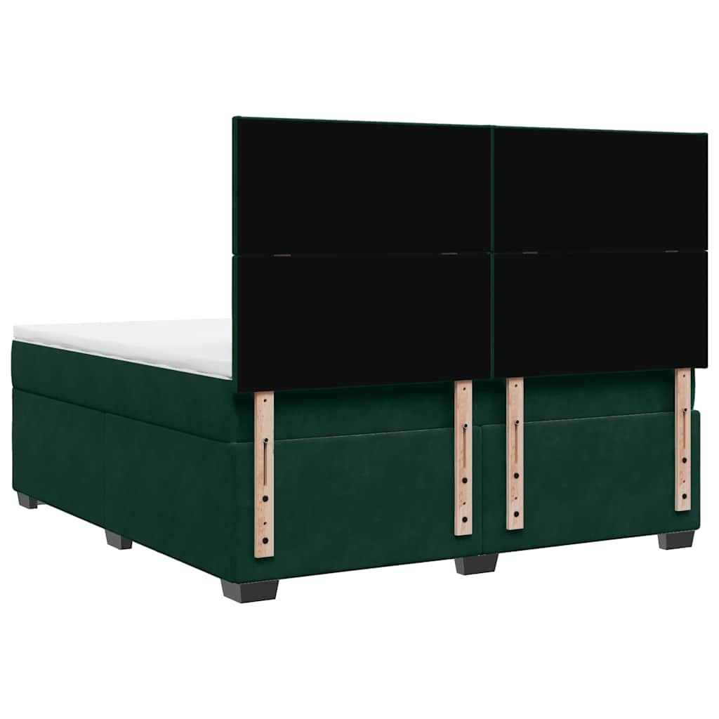 vidaXL Κρεβάτι Boxspring με Στρώμα Σκούρο Πράσινο 180x200εκ. Βελούδινο