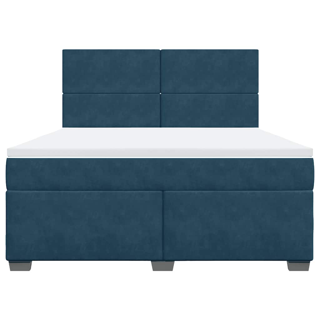 vidaXL Κρεβάτι Boxspring με Στρώμα Μπλε 180x200 εκ. Βελούδινο