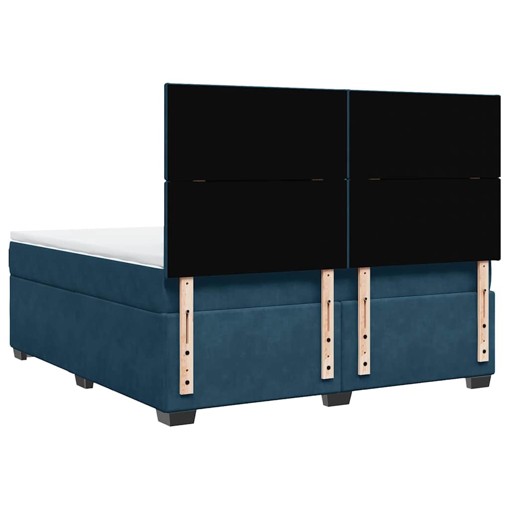 vidaXL Κρεβάτι Boxspring με Στρώμα Μπλε 180x200 εκ. Βελούδινο