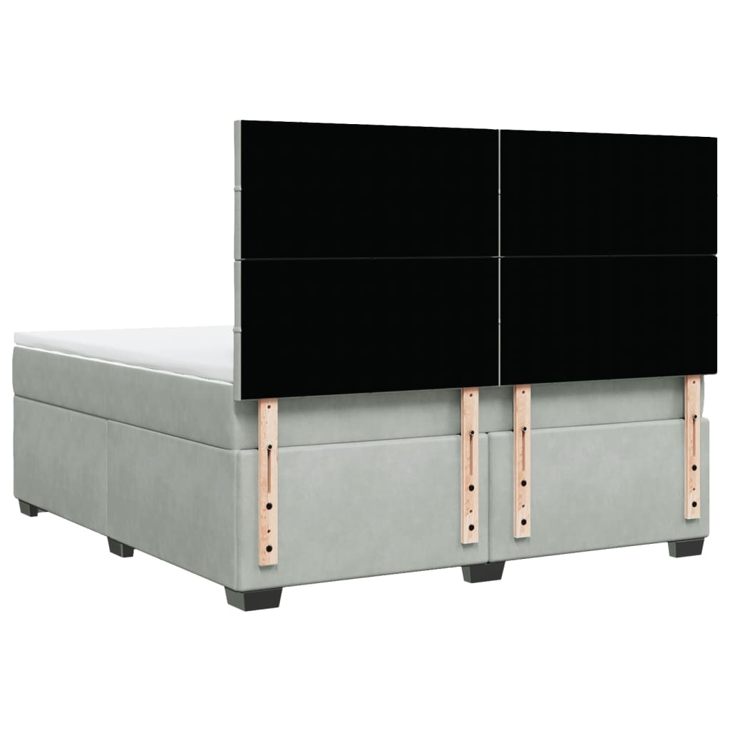 vidaXL Κρεβάτι Boxspring με Στρώμα Ανοιχτό Γκρι 180x200 εκ. Βελούδινο