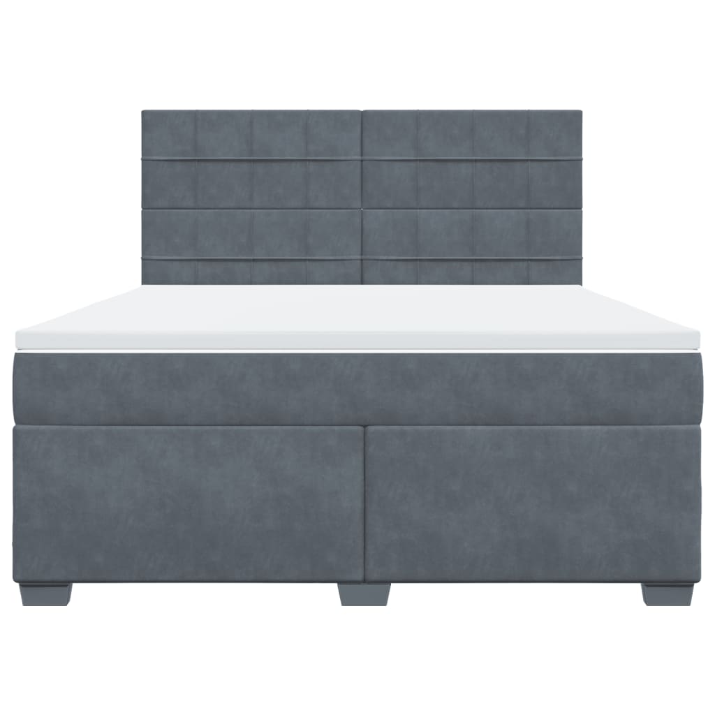 vidaXL Κρεβάτι Boxspring με Στρώμα Σκούρο Γκρι 180x200 εκ. Βελούδινο