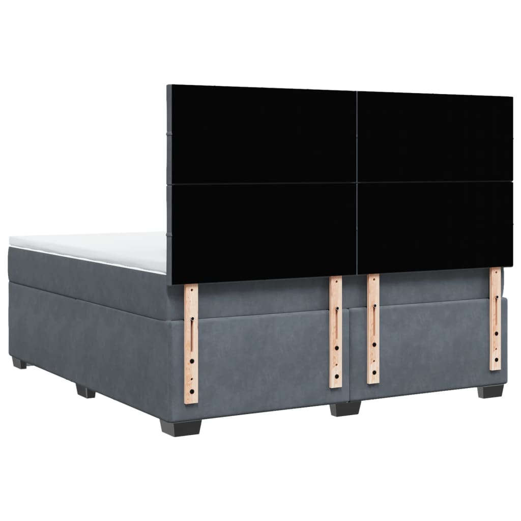 vidaXL Κρεβάτι Boxspring με Στρώμα Σκούρο Γκρι 180x200 εκ. Βελούδινο