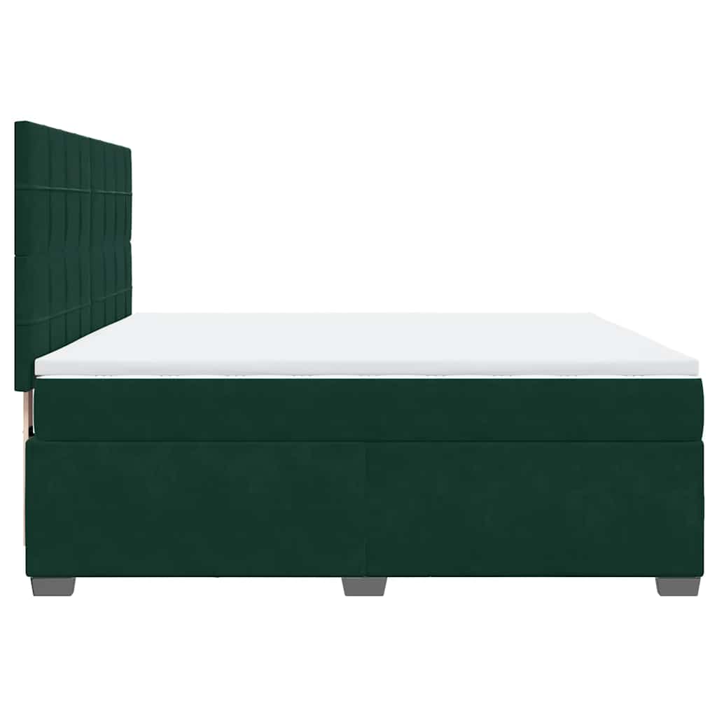 vidaXL Κρεβάτι Boxspring με Στρώμα Σκούρο Πράσινο 180x200εκ. Βελούδινο