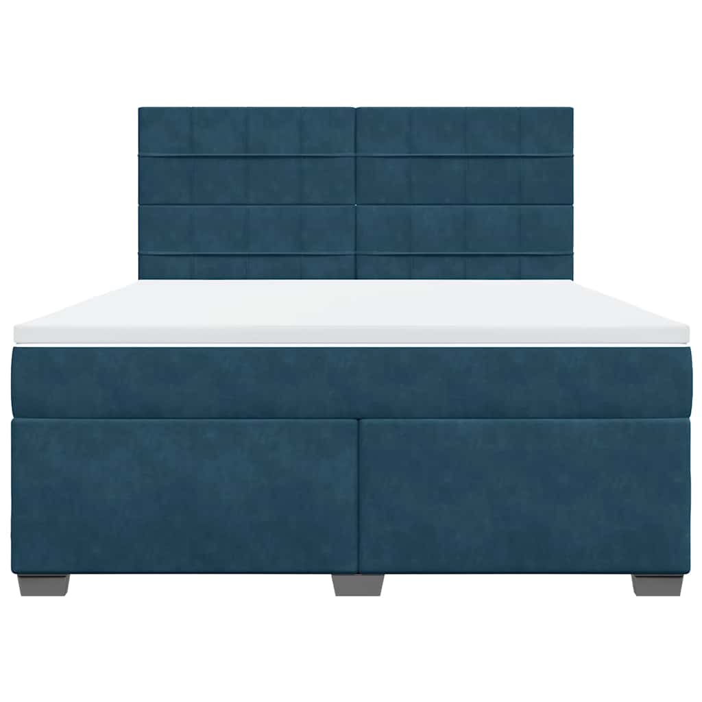 vidaXL Κρεβάτι Boxspring με Στρώμα Μπλε 180x200 εκ. Βελούδινο
