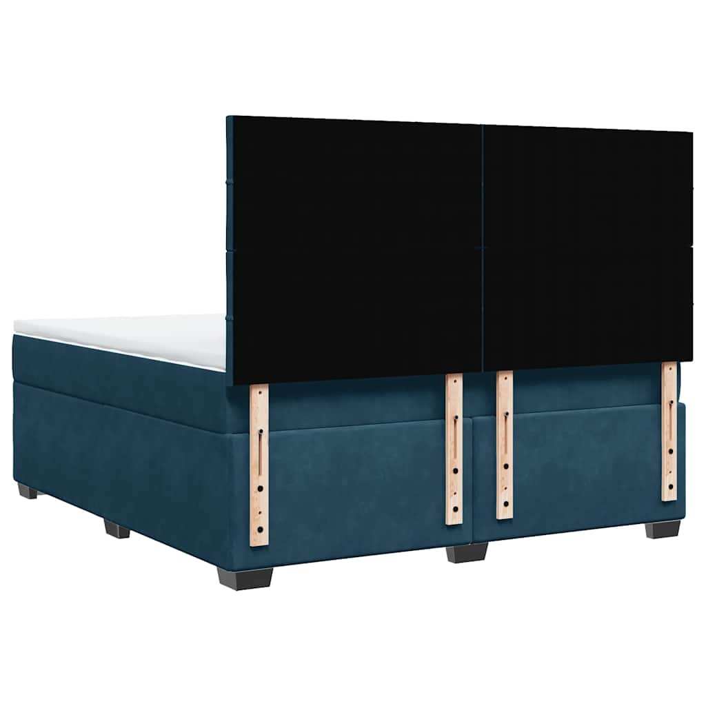 vidaXL Κρεβάτι Boxspring με Στρώμα Μπλε 180x200 εκ. Βελούδινο