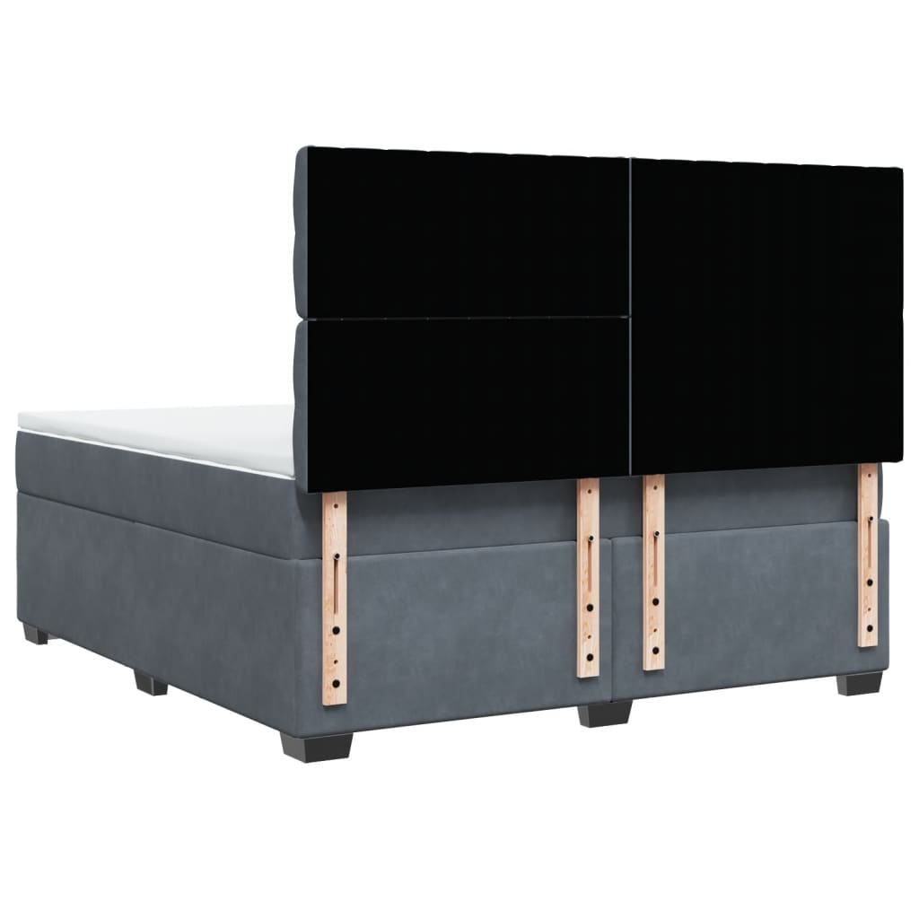 vidaXL Κρεβάτι Boxspring με Στρώμα Σκούρο Γκρι 180x200 εκ. Βελούδινο