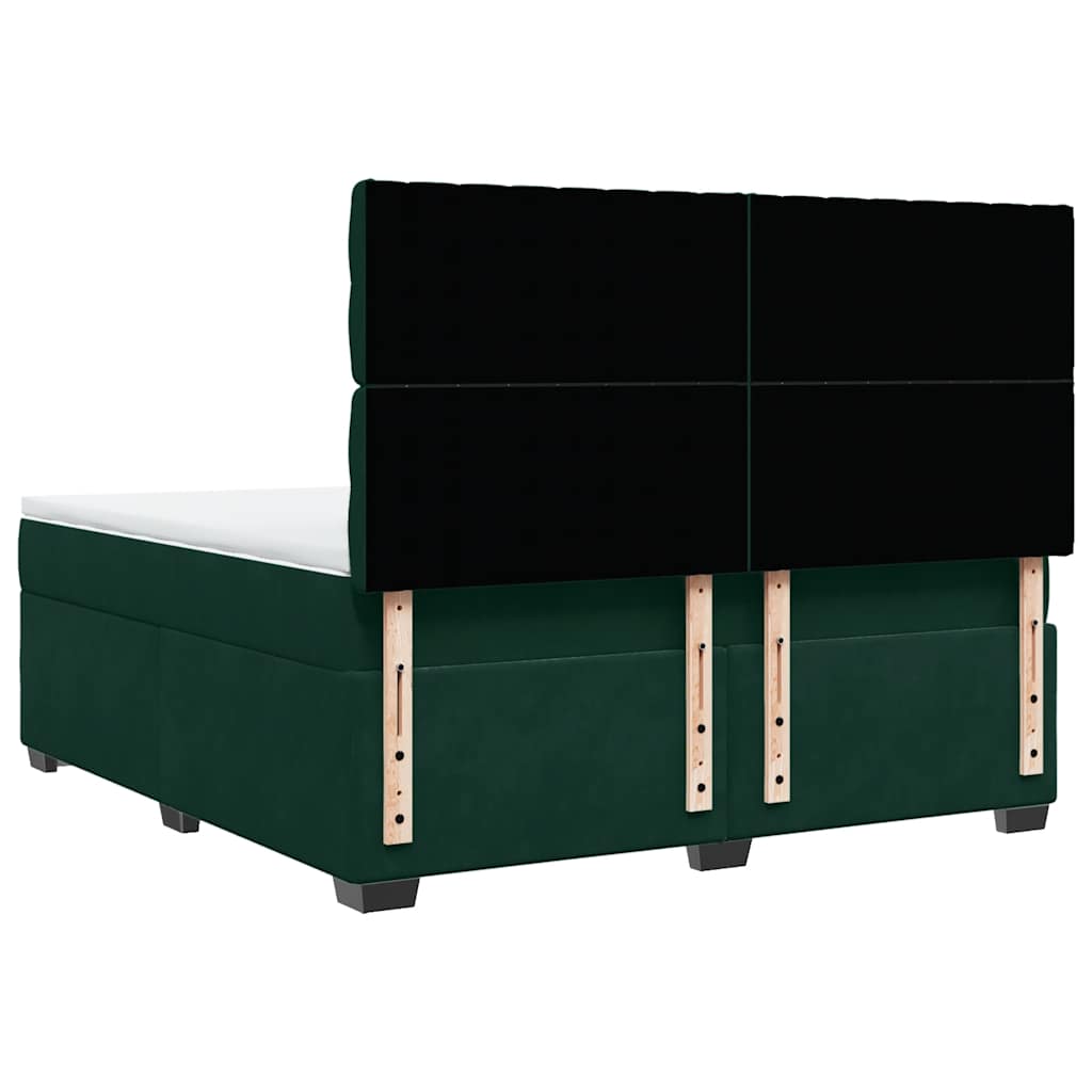 vidaXL Κρεβάτι Boxspring με Στρώμα Σκούρο Πράσινο 180x200εκ. Βελούδινο