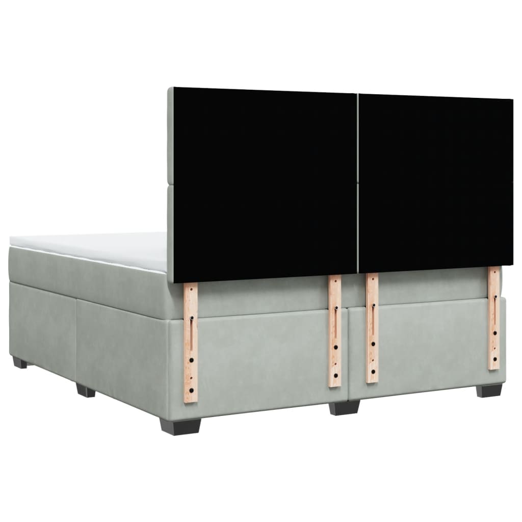 vidaXL Κρεβάτι Boxspring με Στρώμα Ανοιχτό Γκρι 180x200 εκ. Βελούδινο