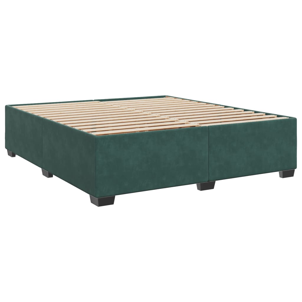 vidaXL Κρεβάτι Boxspring με Στρώμα Σκούρο Πράσινο 180x200εκ. Βελούδινο