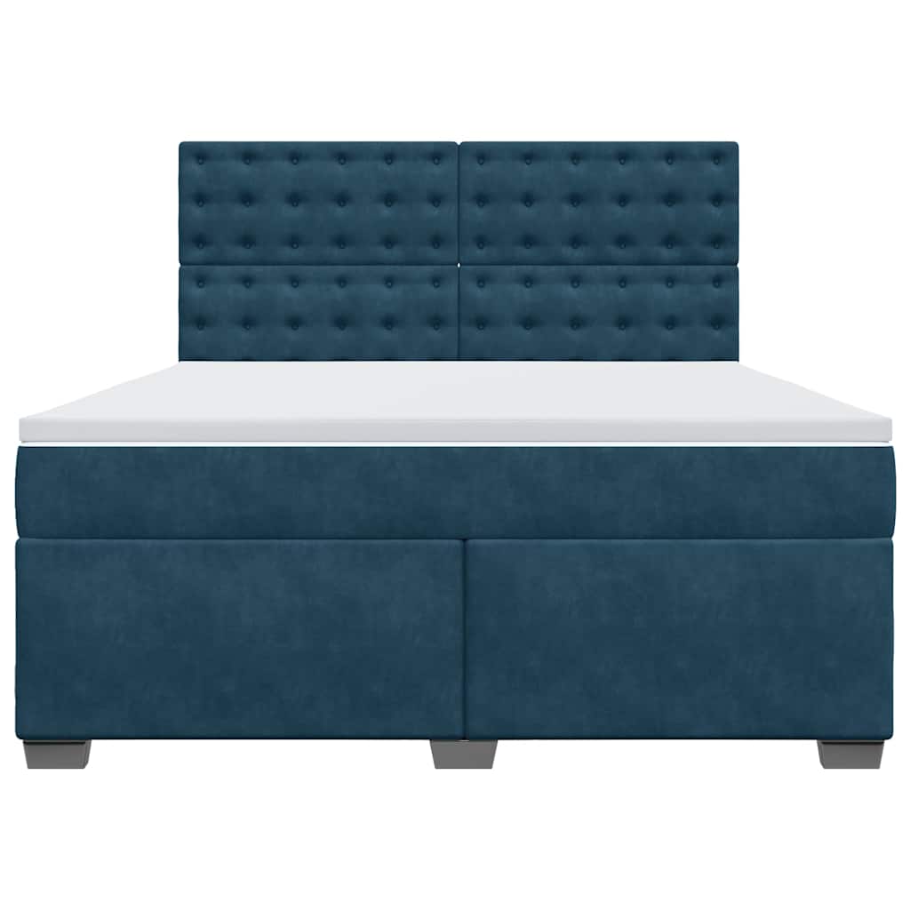 vidaXL Κρεβάτι Boxspring με Στρώμα Μπλε 180x200 εκ. Βελούδινο