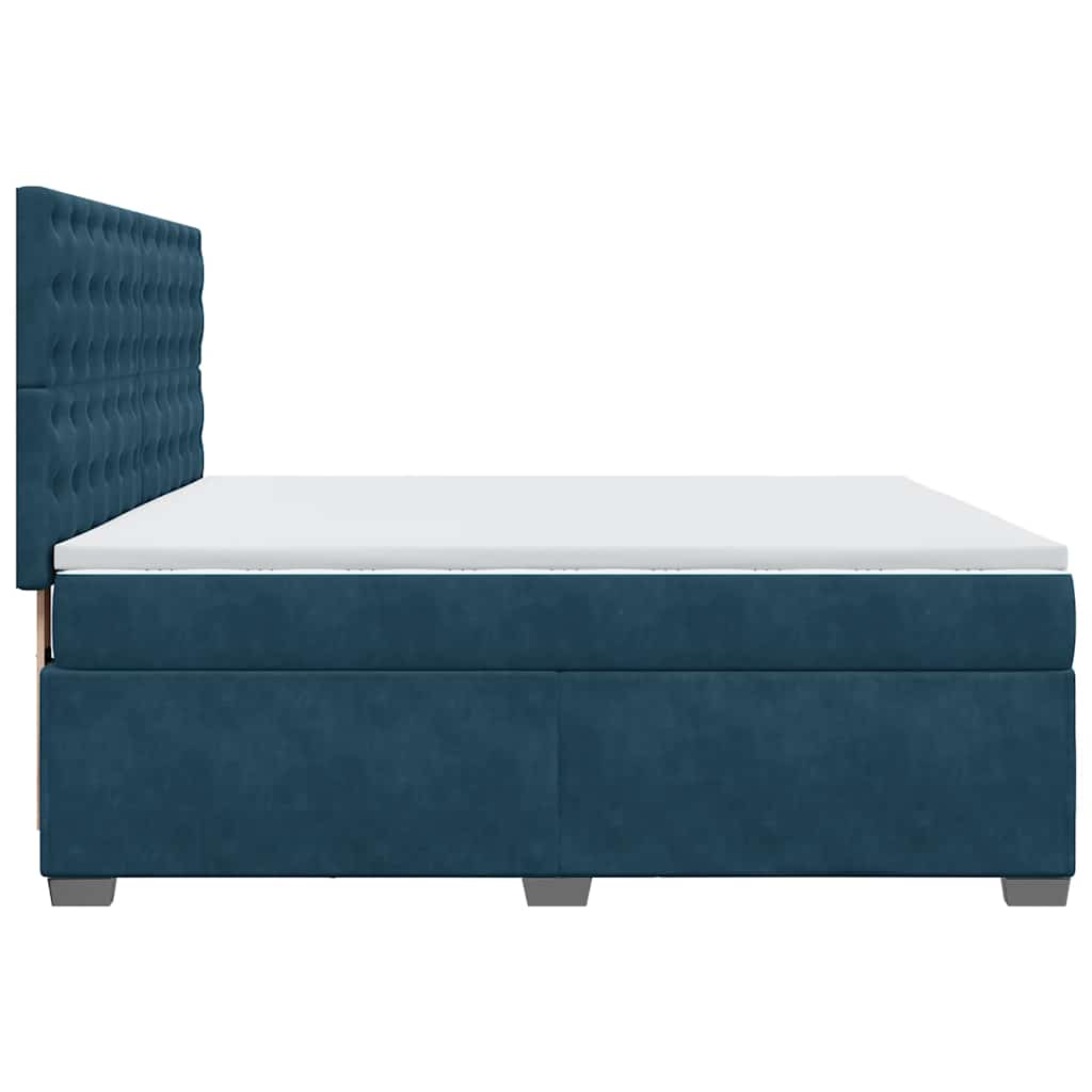 vidaXL Κρεβάτι Boxspring με Στρώμα Μπλε 180x200 εκ. Βελούδινο