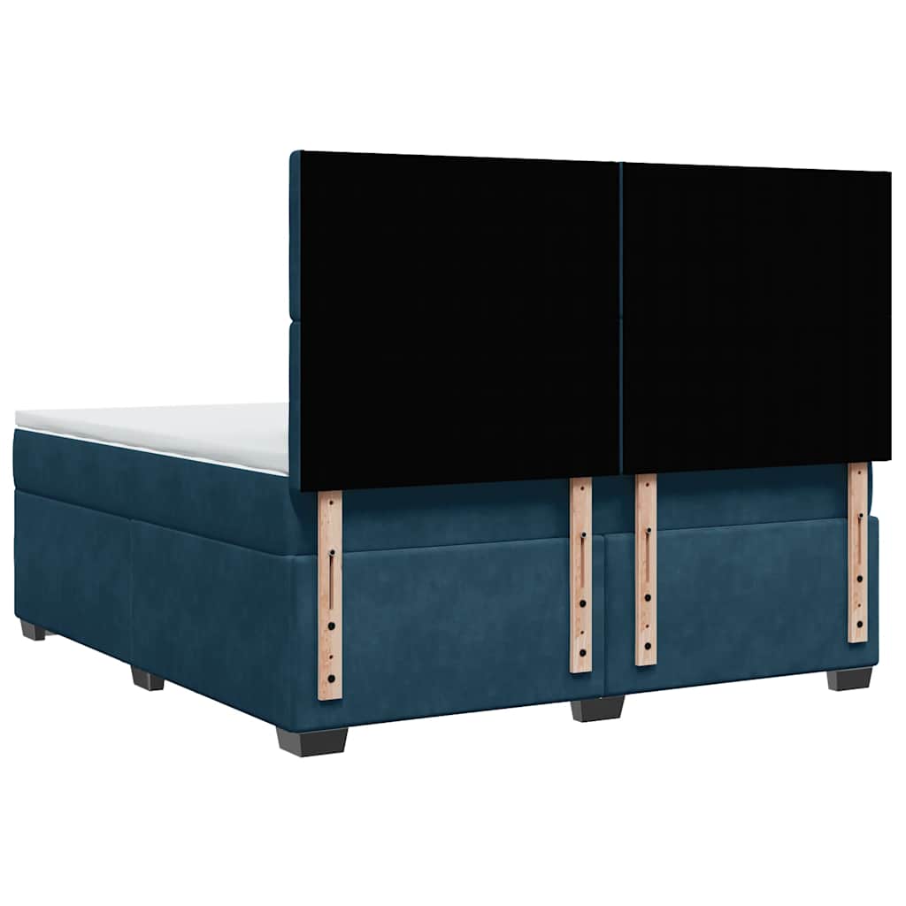 vidaXL Κρεβάτι Boxspring με Στρώμα Μπλε 180x200 εκ. Βελούδινο