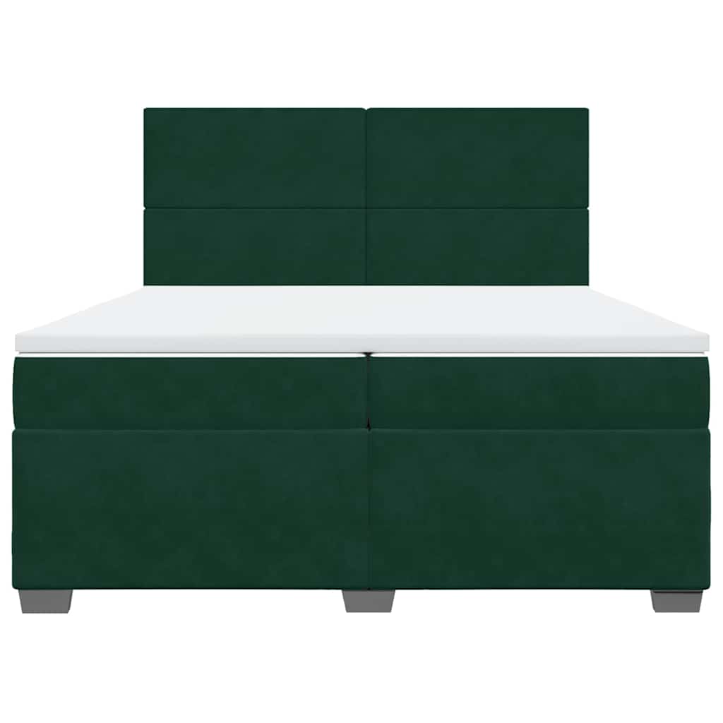 vidaXL Κρεβάτι Boxspring με Στρώμα Σκούρο Πράσινο 200x200εκ. Βελούδινο