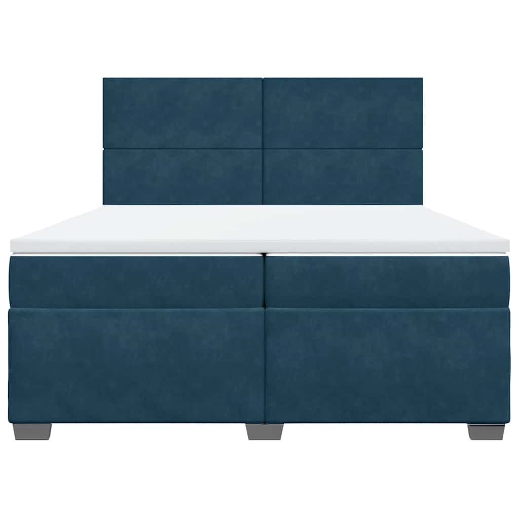 vidaXL Κρεβάτι Boxspring με Στρώμα Μπλε 200x200 εκ. Βελούδινο