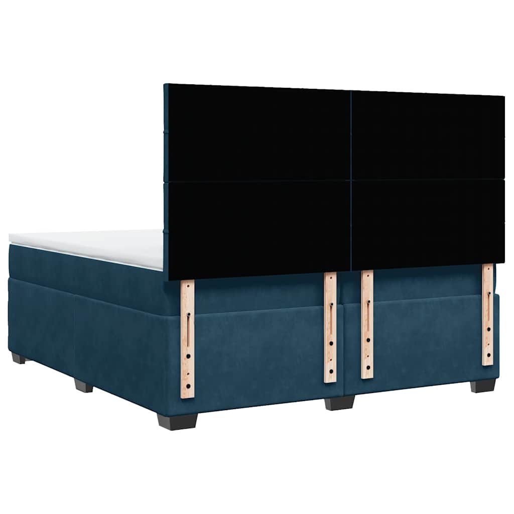 vidaXL Κρεβάτι Boxspring με Στρώμα Μπλε 200x200 εκ. Βελούδινο