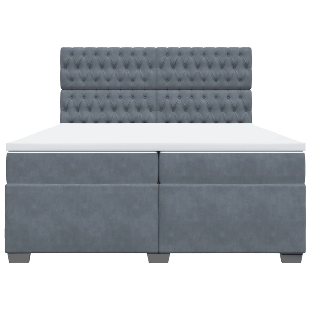 vidaXL Κρεβάτι Boxspring με Στρώμα Σκούρο Γκρι 200x200 εκ. Βελούδινο