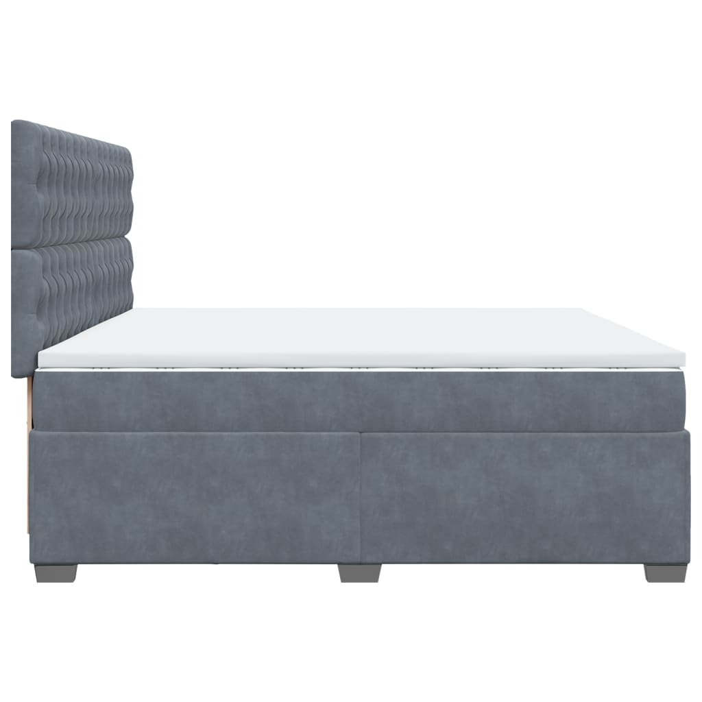 vidaXL Κρεβάτι Boxspring με Στρώμα Σκούρο Γκρι 200x200 εκ. Βελούδινο