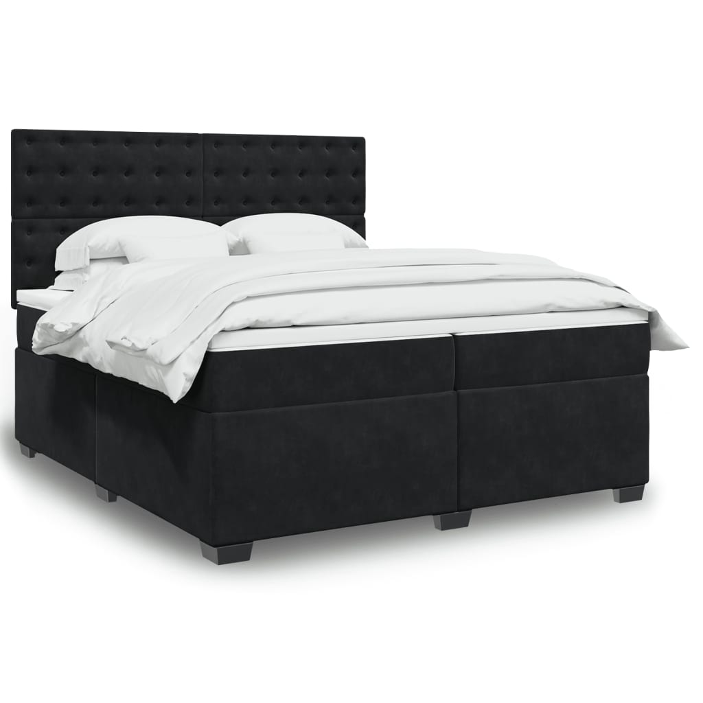vidaXL Κρεβάτι Boxspring με Στρώμα Μαύρο 200x200 εκ. Βελούδινο