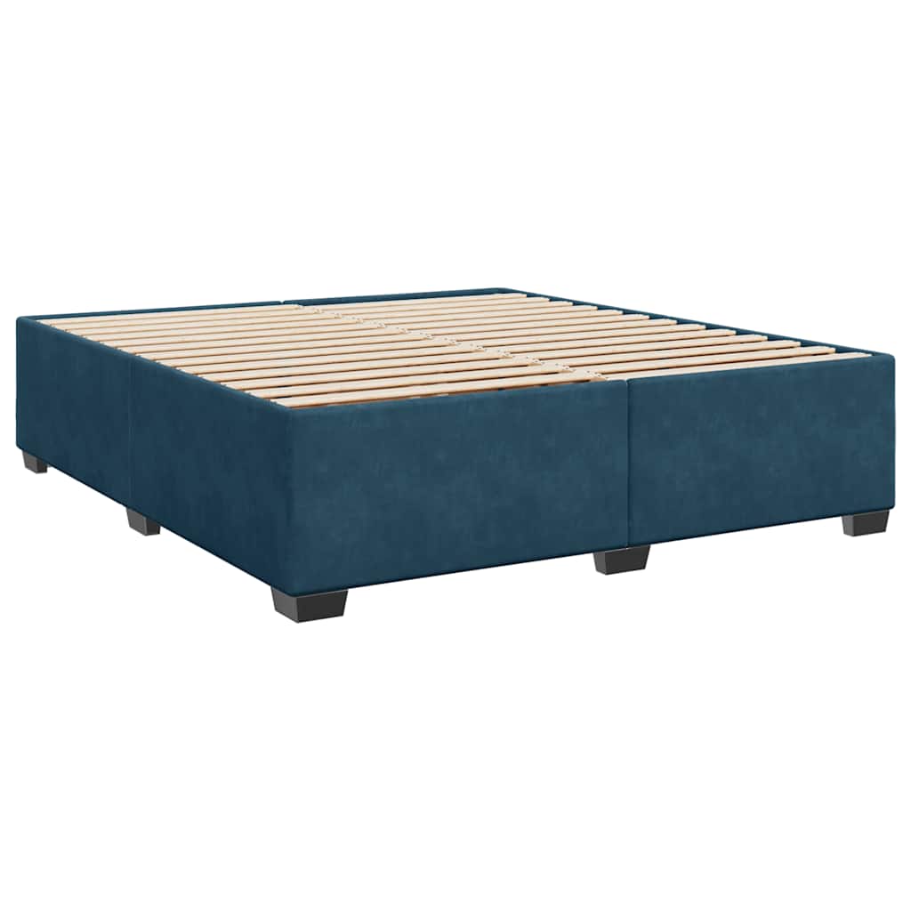 vidaXL Κρεβάτι Boxspring με Στρώμα Μπλε 200x200 εκ. Βελούδινο