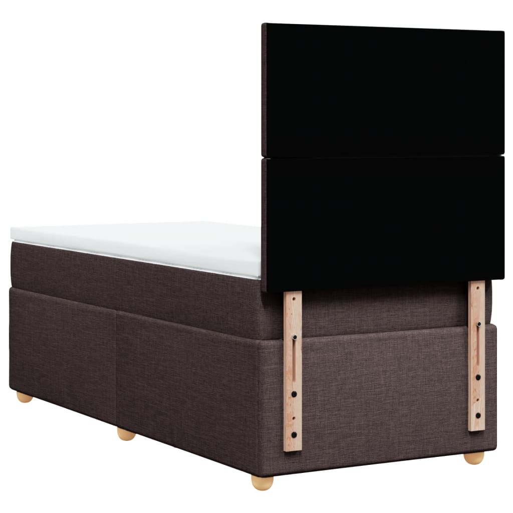 vidaXL Κρεβάτι Boxspring με Στρώμα Σκούρο Καφέ 80x200 εκ. Υφασμάτινο