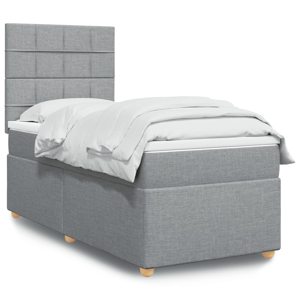 vidaXL Κρεβάτι Boxspring με Στρώμα Ανοιχτό Γκρι 80x200 εκ. Υφασμάτινο