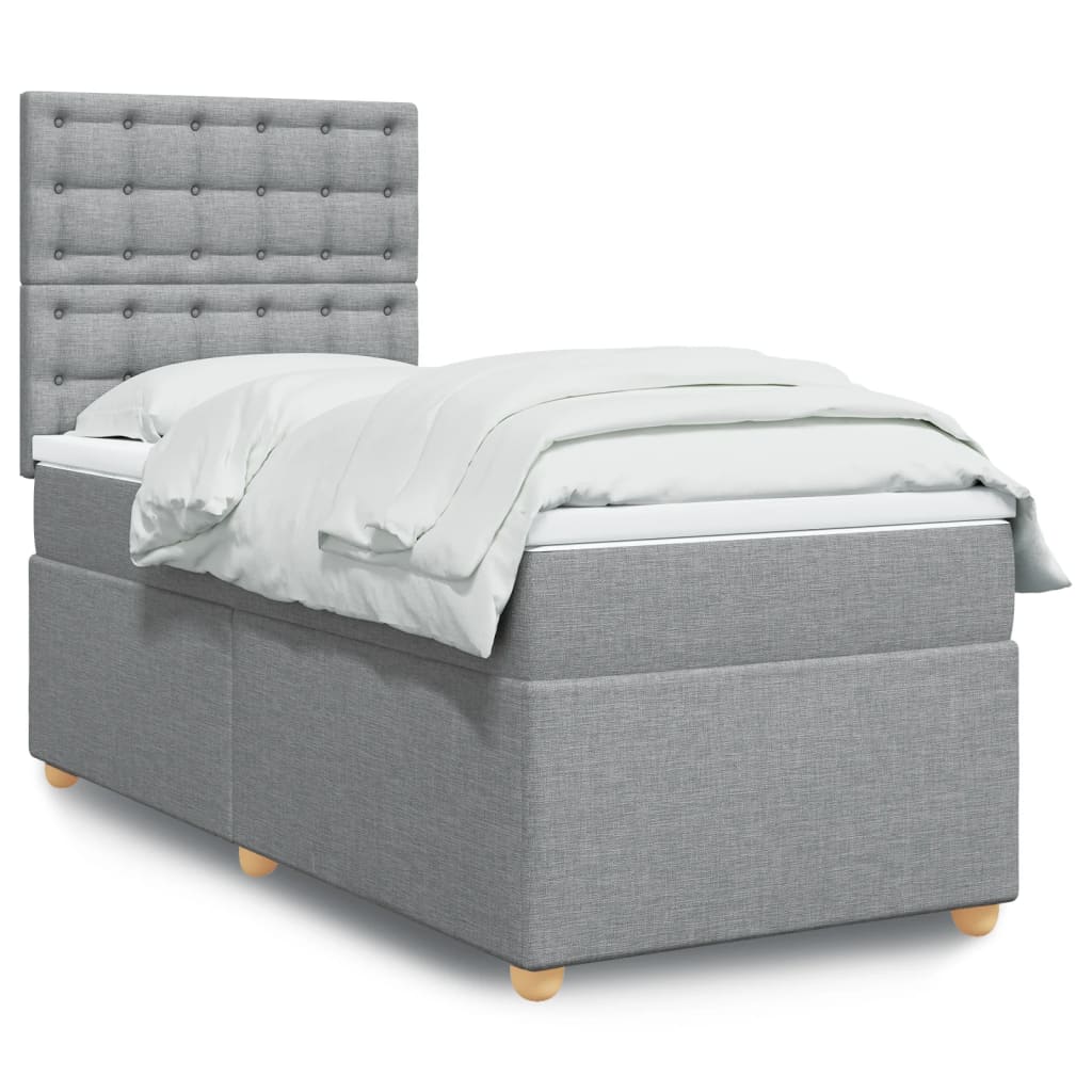 vidaXL Κρεβάτι Boxspring με Στρώμα Ανοιχτό Γκρι 80x200 εκ. Υφασμάτινο
