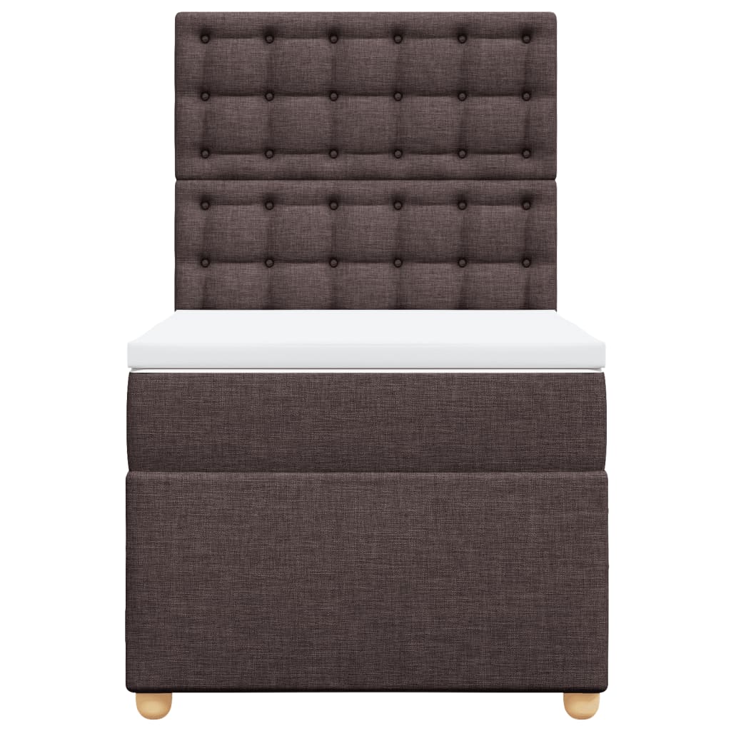 vidaXL Κρεβάτι Boxspring με Στρώμα Σκούρο Καφέ 80x200 εκ. Υφασμάτινο