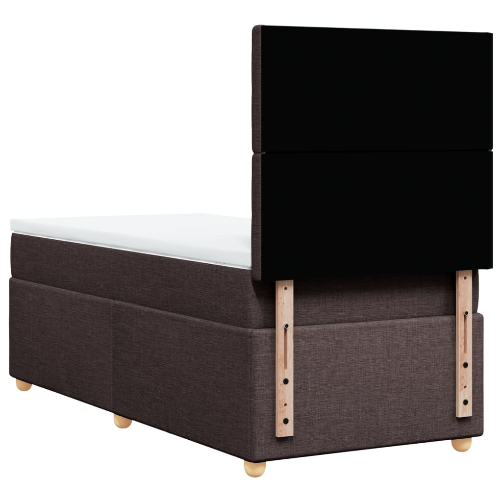 vidaXL Κρεβάτι Boxspring με Στρώμα Σκούρο Καφέ 80x200 εκ. Υφασμάτινο