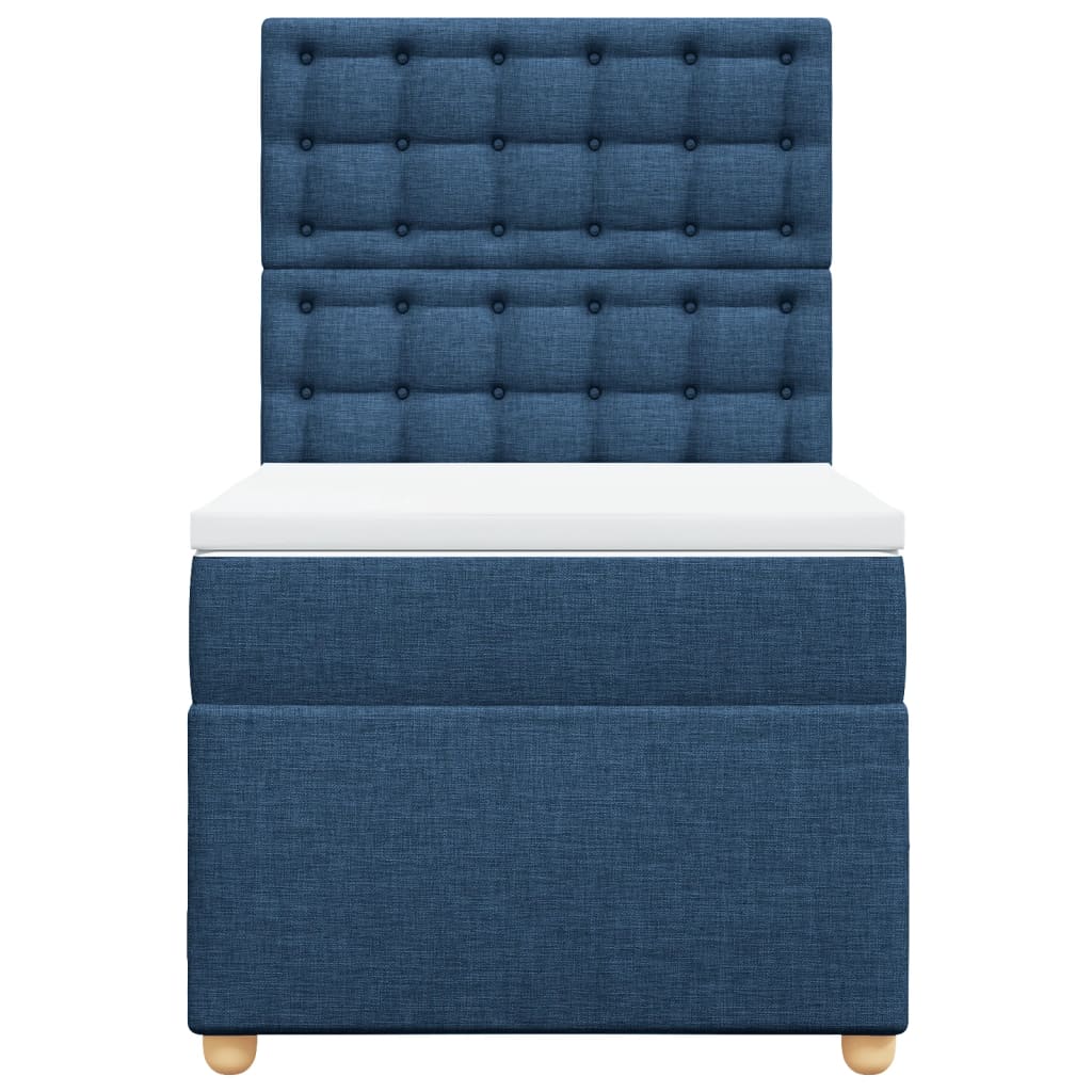 vidaXL Κρεβάτι Boxspring με Στρώμα Μπλε 80x200 εκ. Υφασμάτινο