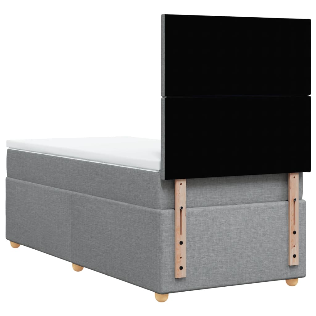 vidaXL Κρεβάτι Boxspring με Στρώμα Ανοιχτό Γκρι 90x190 εκ. Υφασμάτινο