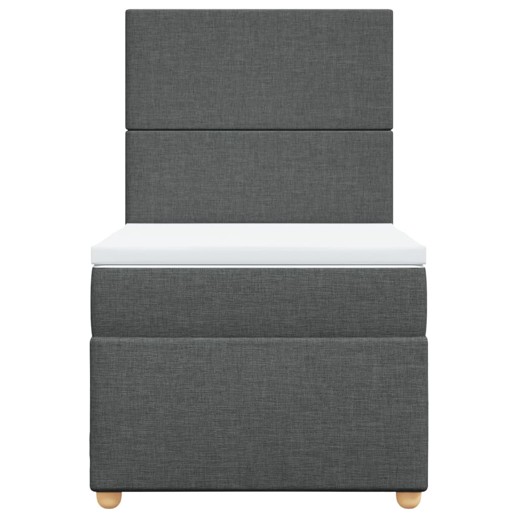 vidaXL Κρεβάτι Boxspring με Στρώμα Σκούρο Γκρι 90x190 εκ. Υφασμάτινο