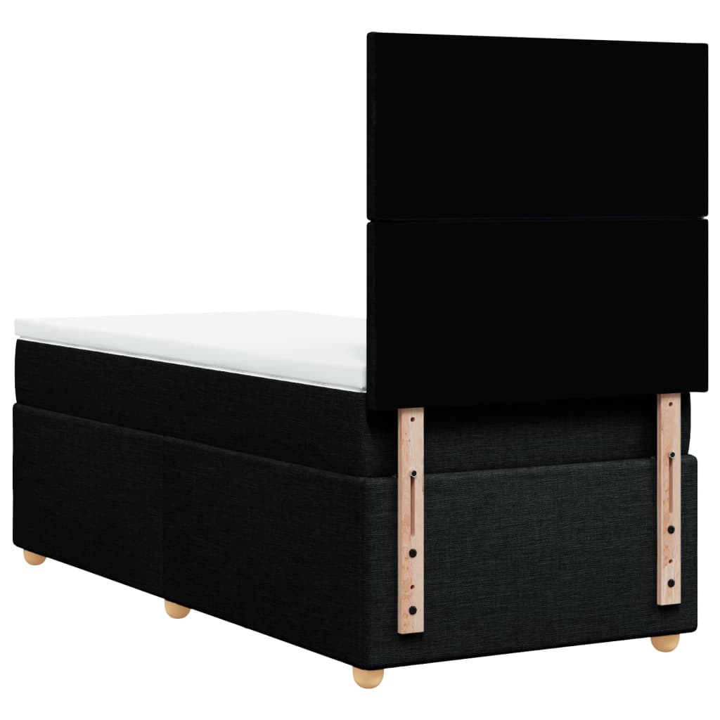 vidaXL Κρεβάτι Boxspring με Στρώμα Μαύρο 90x190 εκ.Υφασμάτινο