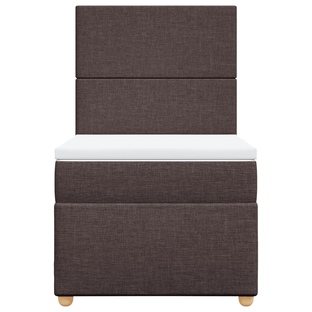 vidaXL Κρεβάτι Boxspring με Στρώμα Σκούρο Καφέ 90x190 εκ. Υφασμάτινο