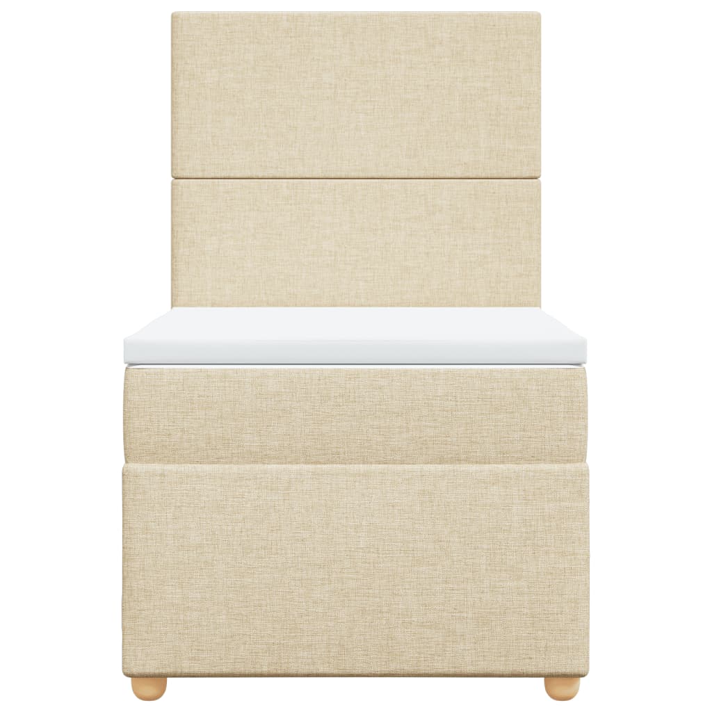 vidaXL Κρεβάτι Boxspring με Στρώμα Κρεμ 90x190 εκ.Υφασμάτινο
