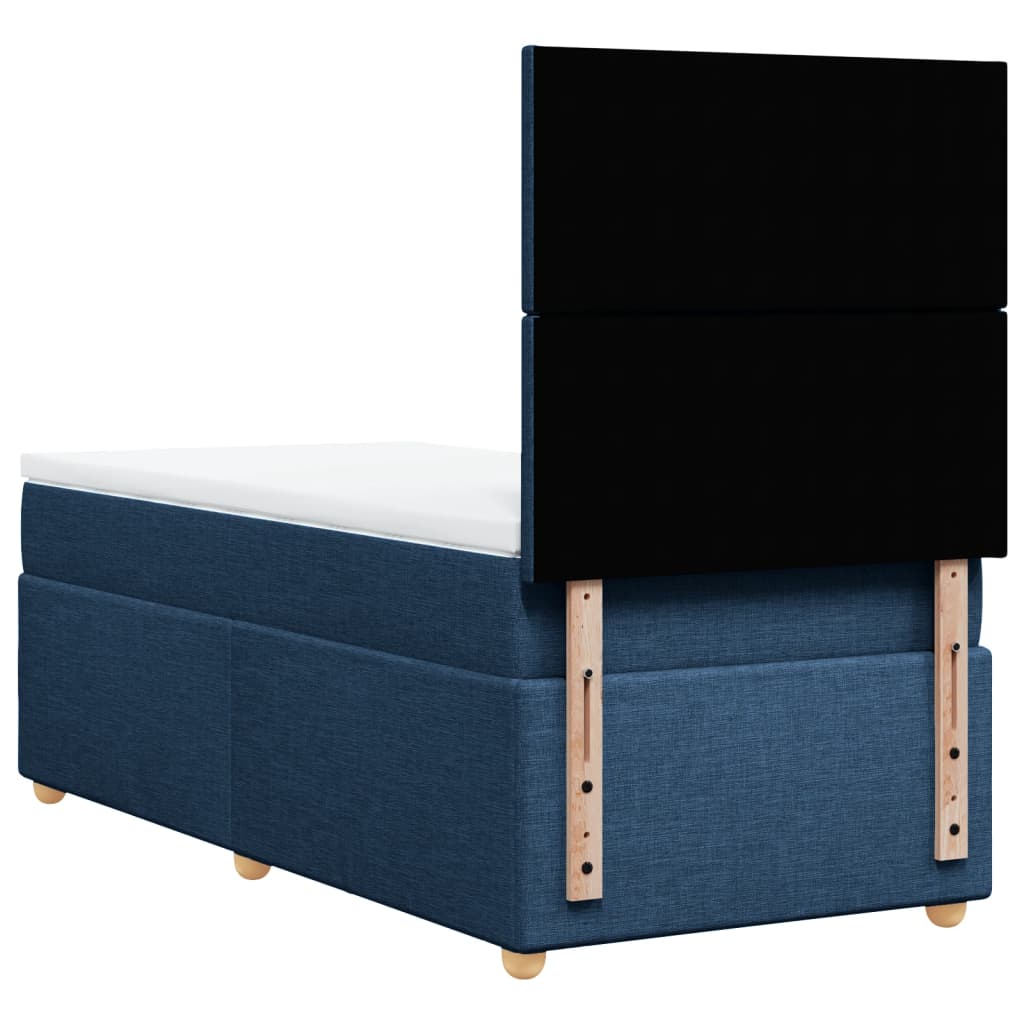 vidaXL Κρεβάτι Boxspring με Στρώμα Μπλε 90x190 εκ.Υφασμάτινο