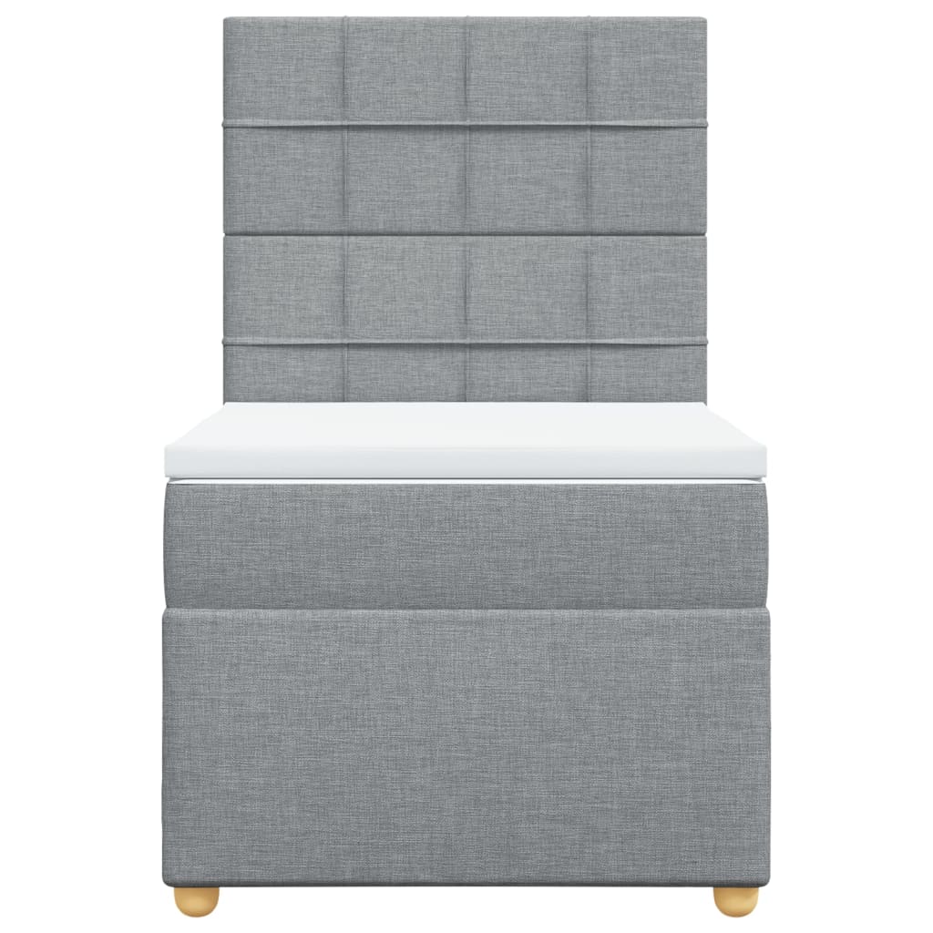 vidaXL Κρεβάτι Boxspring με Στρώμα Ανοιχτό Γκρι 90x190 εκ. Υφασμάτινο