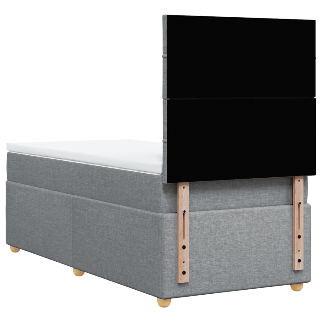 vidaXL Κρεβάτι Boxspring με Στρώμα Ανοιχτό Γκρι 90x190 εκ. Υφασμάτινο