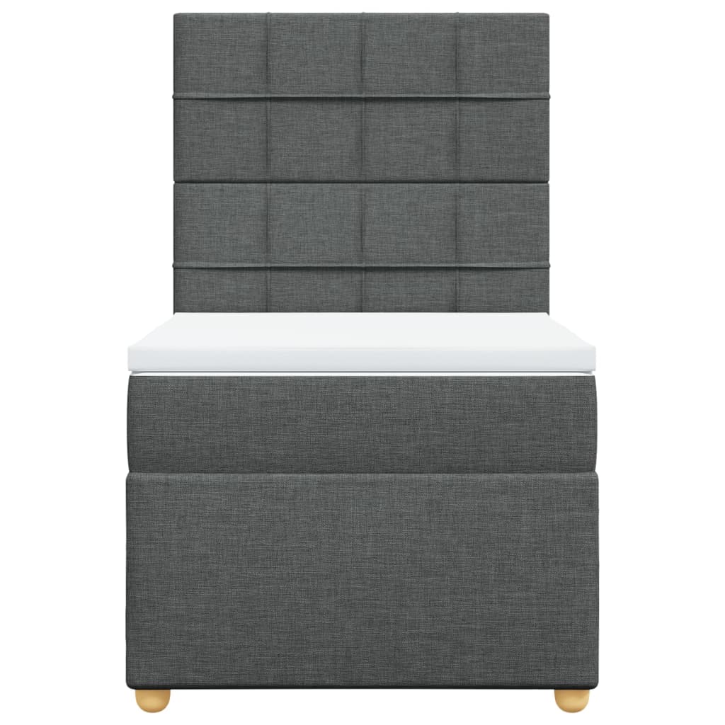 vidaXL Κρεβάτι Boxspring με Στρώμα Σκούρο Γκρι 90x190 εκ. Υφασμάτινο