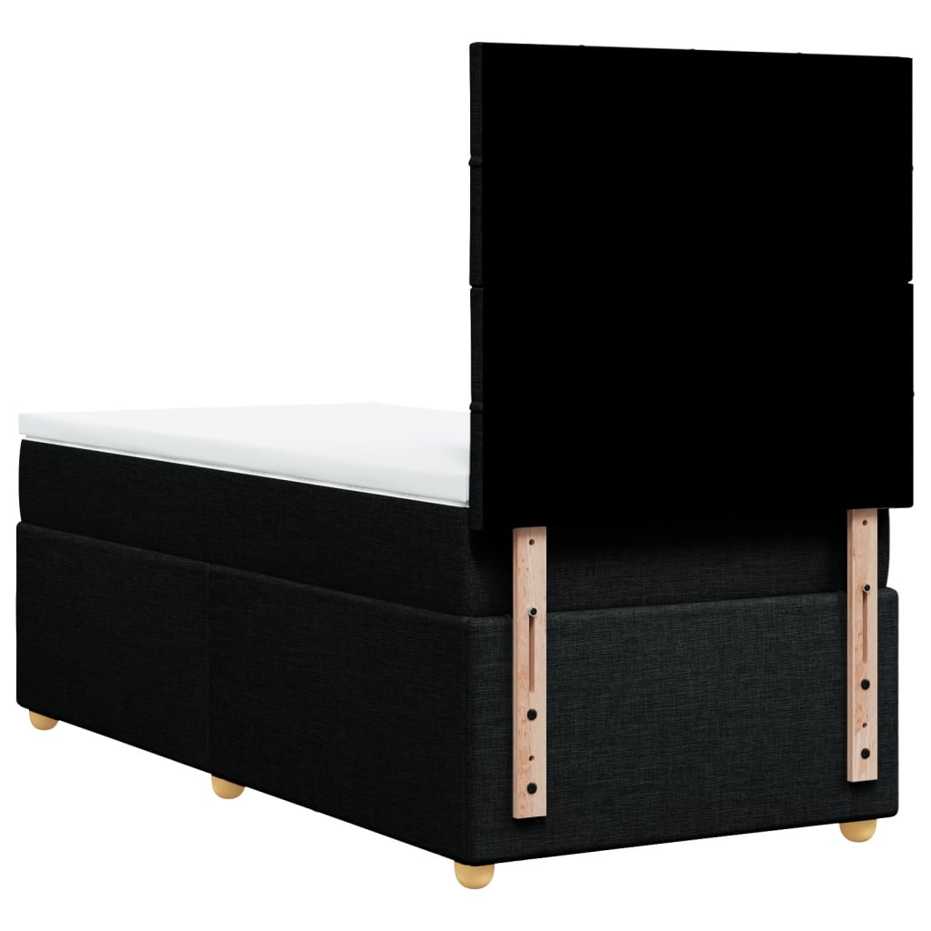 vidaXL Κρεβάτι Boxspring με Στρώμα Μαύρο 90x190 εκ.Υφασμάτινο