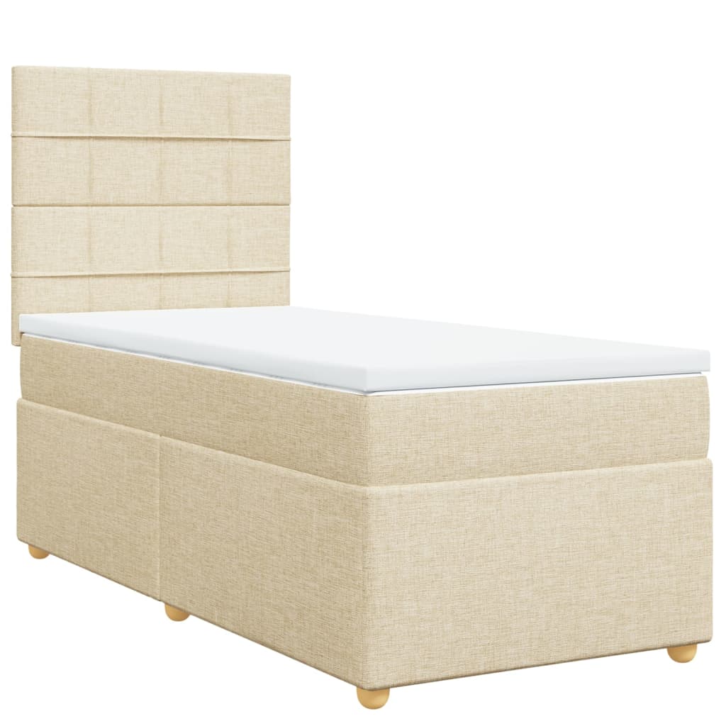 vidaXL Κρεβάτι Boxspring με Στρώμα Κρεμ 90x190 εκ.Υφασμάτινο