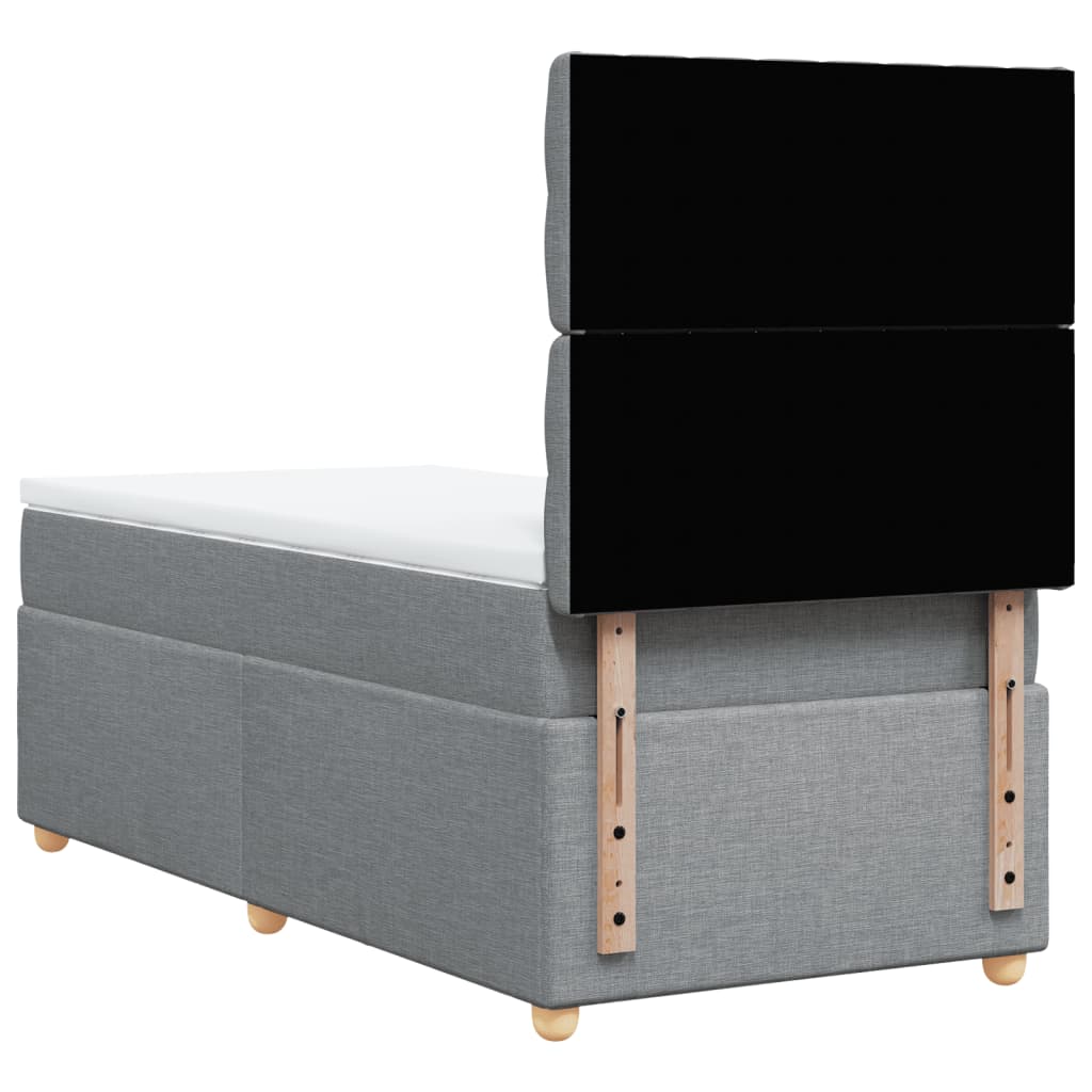 vidaXL Κρεβάτι Boxspring με Στρώμα Ανοιχτό Γκρι 90x190 εκ. Υφασμάτινο