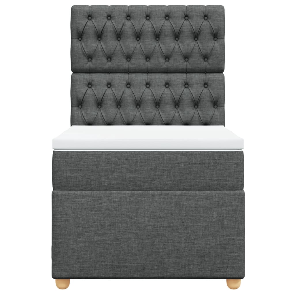 vidaXL Κρεβάτι Boxspring με Στρώμα Σκούρο Γκρι 90x190 εκ. Υφασμάτινο