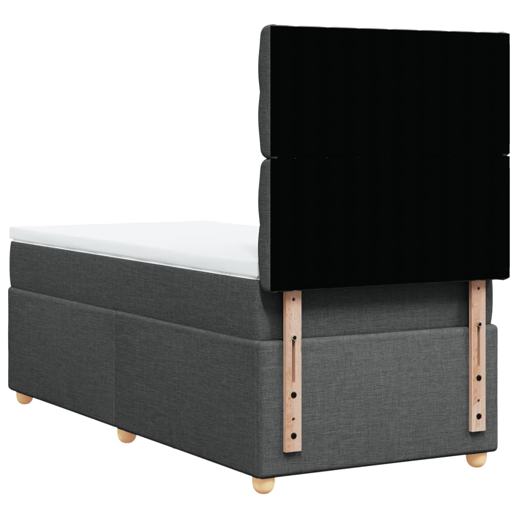 vidaXL Κρεβάτι Boxspring με Στρώμα Σκούρο Γκρι 90x190 εκ. Υφασμάτινο