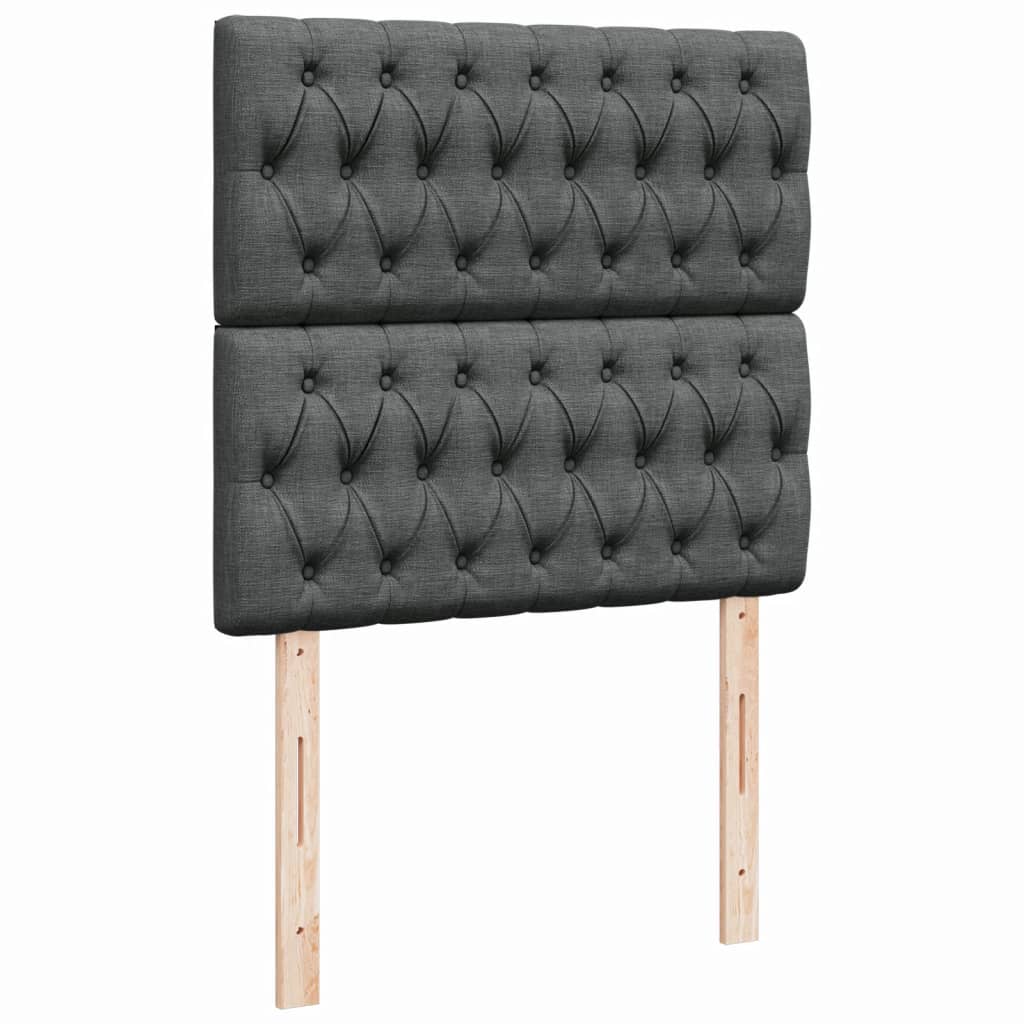 vidaXL Κρεβάτι Boxspring με Στρώμα Σκούρο Γκρι 90x190 εκ. Υφασμάτινο