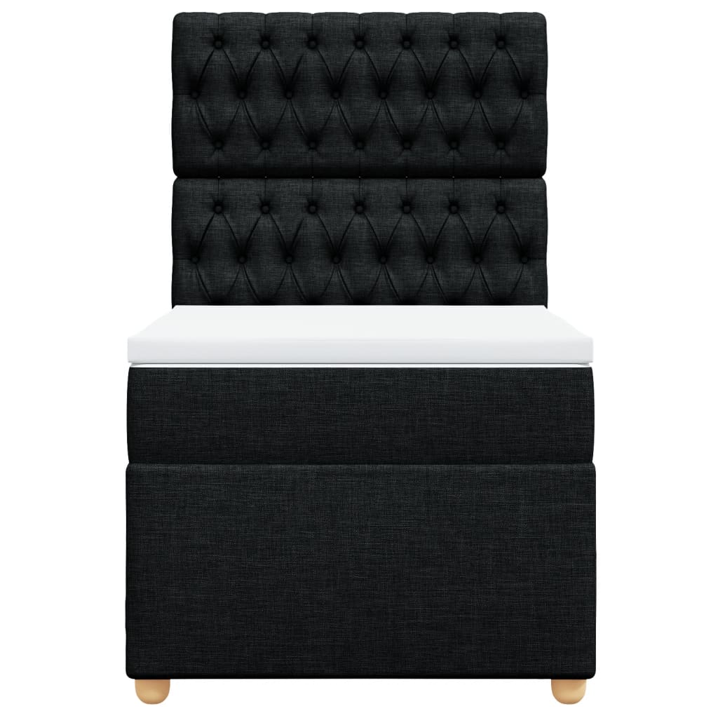 vidaXL Κρεβάτι Boxspring με Στρώμα Μαύρο 90x190 εκ.Υφασμάτινο